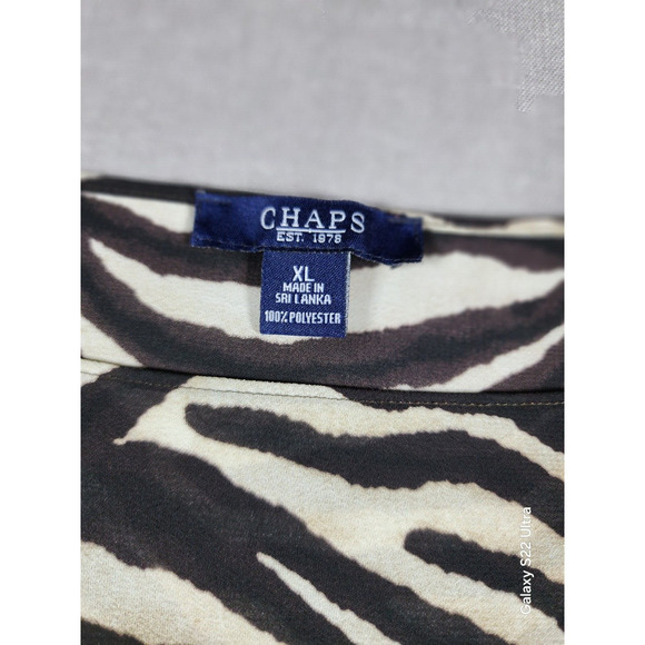Chaps Women Blouse XL Animal Print Cinch Waist Sheer Mesh Boho Lagenlook Fest - Picture 4 of 7